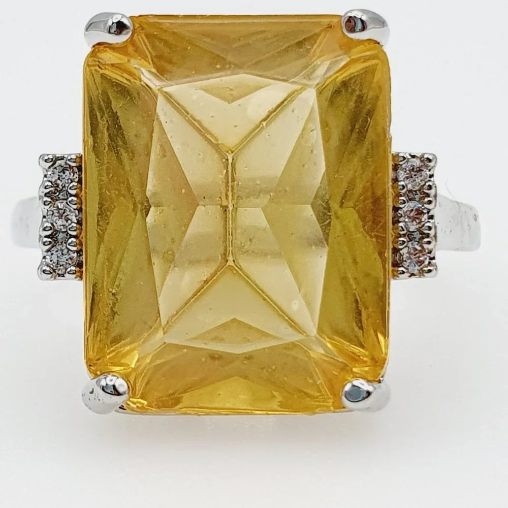 ✨Hyperbole With Huge Yellow CZ Prong Setting Ring, GPMB1492 - Picture 2 of 3